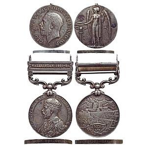 India, General Service Medal, George V, Set of 2 medals, Silver Medal
