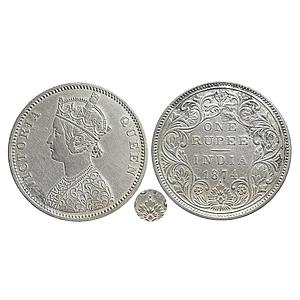 British India, Victoria Queen, 1874 AD, Bombay Mint dot, Silver Rupee