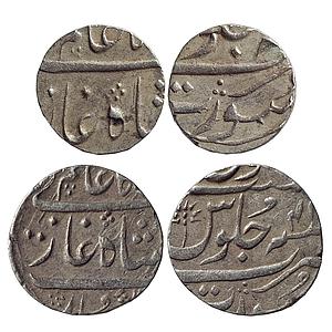 Mughal Shah Alam II Surat Mint Set of 2 Coins Silver Rupee & 1/2 Rupee