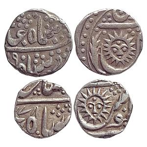 IPS, Indore State, INO Shah Alam II, Malharnagar Mint, Set of 2 coins, Silver Rupee & 1/2 