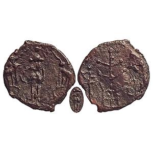 Ancient, Kaushambi, Vatsa Region, Gaja lakshmi type, Cast Copper "Fractional Unit"