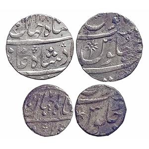 Mughal, Shah Jahan III, Surat Mint, Set of 2 coins, Silver Rupee & 1/2 Rupee