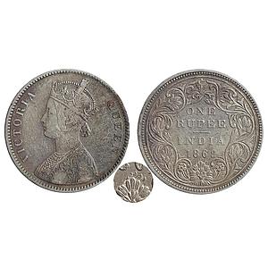 British India, Victoria Queen, AD 1862, Bombay Mint, A / II / 0 / 5, Silver Rupee
