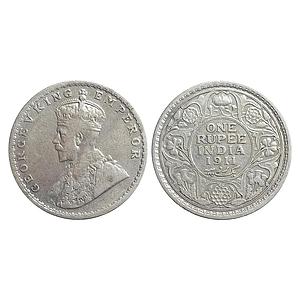 British India, George V, 1911 AD, Bombay Mint, Silver Rupee
