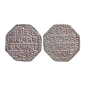 Assam Siva Simha citing Queen Pramathesvari Octagonal Silver Rupee