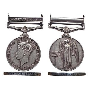 General Service Medal, George VI, Palestine 1945-48 bar, Awarded to F-1095743 SOWAR.KALLI 