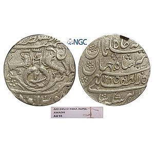 IPS, Awadh State, Nasir-ud-Din Haider, Dar al-Sultanate Lakhnau Suba Awadh Mint, Silver Ru