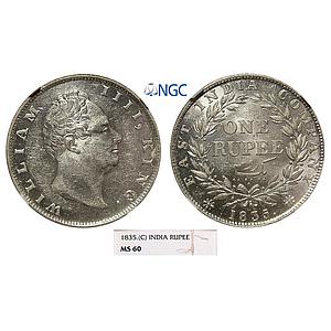 EIC, William IV, 1835 AD, Calcutta Mint, Dug out F (i), Rev III, 19 berry, Silver Rupee