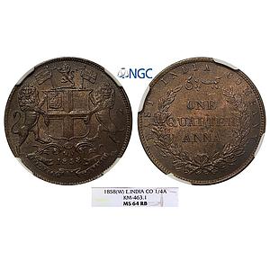 EIC, Uniform Coinage, AD 1858, Birmingham Mint, Copper "1/4 Anna"