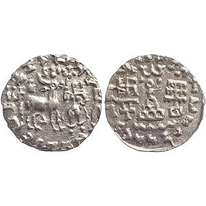 Ancient Silver Dracham Kuninda Amoghabhutisa Kharoshthi Swastik Symbol