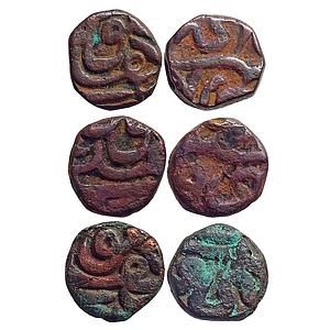 Mughal Akbar Delhi Mint Set of 3 Coins Copper 1/8 Dam / Damri