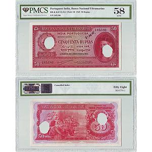 Portuguese India Territories, 50 Rupias, Antonio Dos Santos Viegas & Artur Meneses Correia