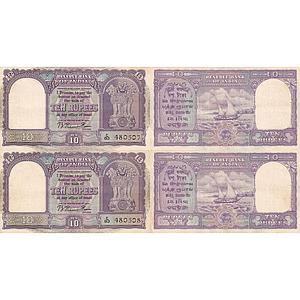 India, Reserve Bank of India, 10 Rupees, set of 2 consecutive notes, B Rama Rao, Serial # 