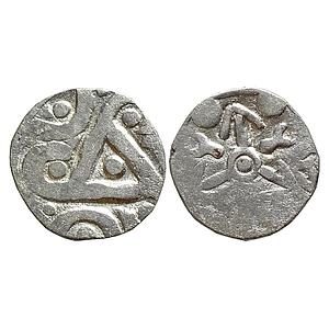 Ancient Punch Marked Coinage from Upper Yamuna Basin Sugh / Babyal series Silver 1/2 karsh