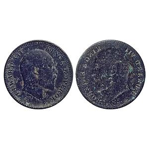 British India Edward VII A brockage ( lakhi ) Copper 1/4 Anna