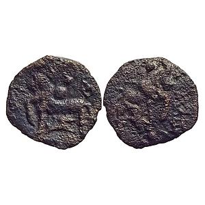 Ancient Kaushambi Vatsa Region Double lanky bull type Cast Copper 1/2 Unit
