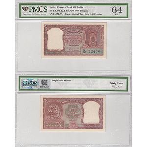 India Reserve Bank of India 2 Rupees H.V.R Iyengar Year - 1957 Serial No. U62 724794