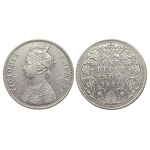 Victoria Empress 1881 Bombay Mint A3 / IV / dot Silver Rupee Scarce