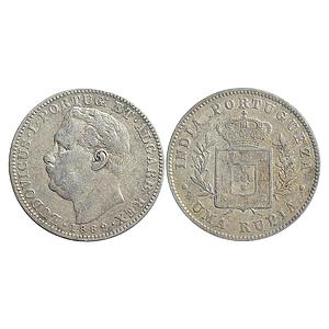 Indo Portuguese Goa Luiz I (Ludwig) 1882 AD Silver (.917) Uma Rupia/Rupee