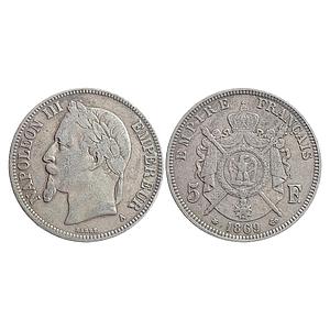 France Napoleon III 1869 AD Silver (.900) 5 Francs