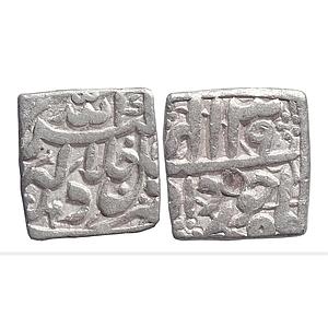 Mughal Akbar Delhi Mint Silver Square Rupee