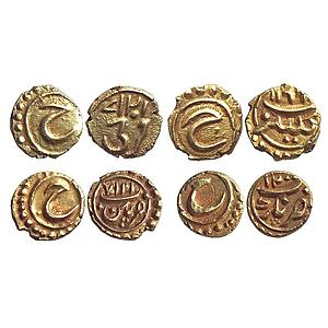 IK Mysore Tipu Sultan Farrukhi Kalikut Patan Nagar Mint Set of 4 Coins Gold Fanam