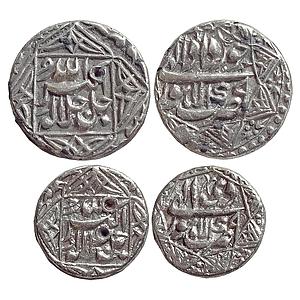 Mughal Akbar Lahore Mint Ilahi Month Khurdad Gemini DI Capricon Set of 2 Coins Silver Rupe