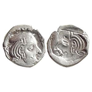 Ancient Western Kshatraps Kardamaka family Gujarat Brockage Lakhi Silver Dramma