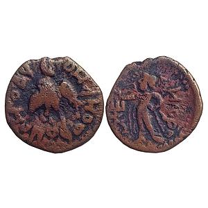 Ancient Kushanas Huvishka Elephant rider type Bronze Di-Drachm Unit