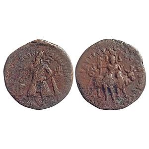 Ancient Kushans Vima Kadphises Copper Tetradrachm