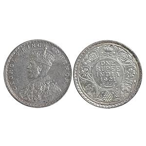 British India George V 1921 AD Key Date Bombay Mint Silver Rupee