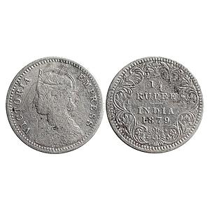 British India Victoria Empress 1879 AD Obv C Rev II C incuse Calcutta Mint Silver 1/4 Rupe