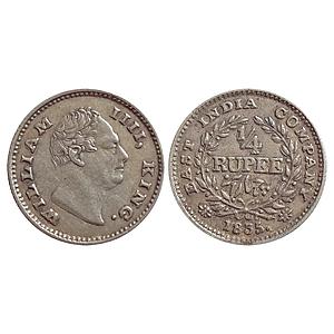 EIC William IV 1835 AD Dug out F incuse Wreath with 18 Berries 10L+8R Calcutta Mint Silver