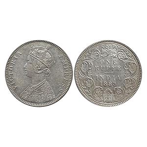 British India Victoria Empress 1883 AD Obv A3 Rev I B raised Bombay Mint Silver Rupee