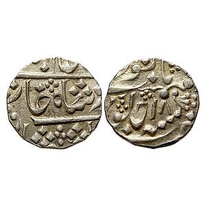 IPS Karauli State Manak Pal INO Shah Alam II pseudo Sawai Jaipur Mint Silver Rupee