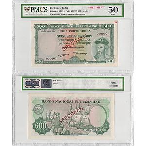 Portuguese India 'SPECIMEN' 600 Escudos Afonso de Albuquerque