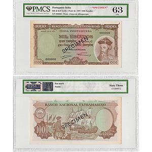 Portuguese India 'SPECIMEN' 1000 Escudos Afonso de Albuquerque