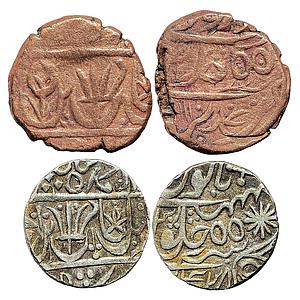 IK Maratha Confideracy INO Shah Alam II Ravishnagar Sagar Mint Set of 2 Coins Silver Rupee
