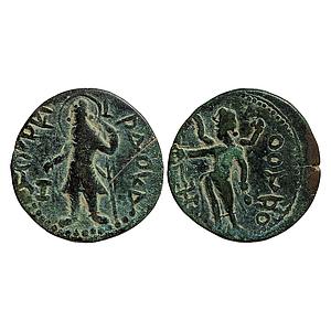 Ancient Kushanas Kanishka I Oesho Type Bronze Tetradrachm Unit