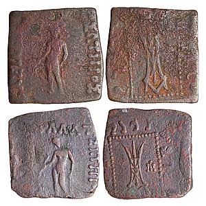 Ancient Indo-Greek Apollodotus I set of two coins Copper hemi-obols