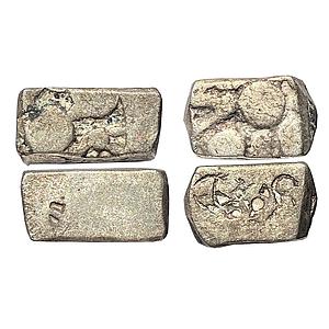 Ancient Panchala Mahajanapada set of two coins Silver Half Karshapanas