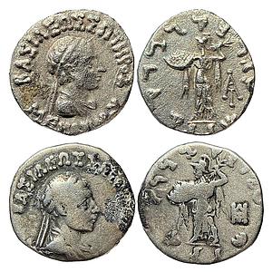 Ancient Indo Greek Menander I set of two coins Silver Drachmas