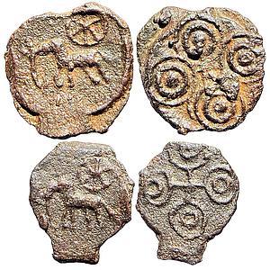 Ancient Post Mauryan Kaushambi set of two coins Copper Unit