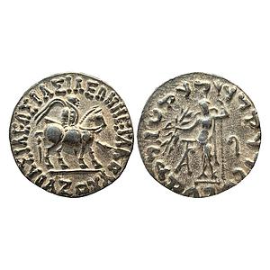 Ancient Indo-Scythians Azes I Silver Tetradrachm