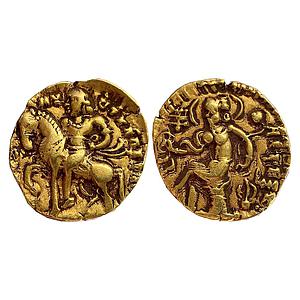 Ancient Gupta Empire Chandragupta II Horseman Type Gold Dinara