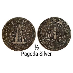 EIC Madras Presidency 2nd issue 1808 AD series Silver 1/2 Pagoda