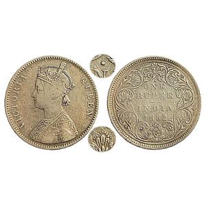 British India Victoria Queen 1862 AD Obv A Rev II 1 / 10 dot Bombay Mint Silver Rupee
