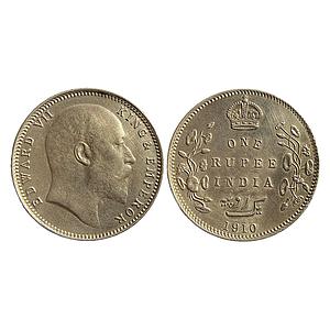 British India Edward VII 1910 AD B incuse with dot on the vine and 10 over 09 in date old 