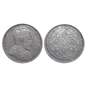 Malaysia Straits Settlements Edward VII 1904 AD Silver (.900) One Dollar