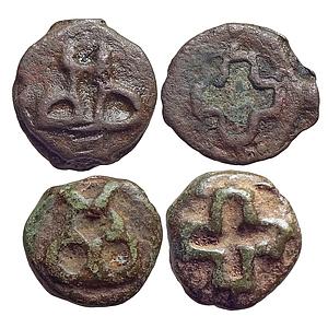 Ancient Post Mauryan Uninscribed set of two coins Cast Copper Unit